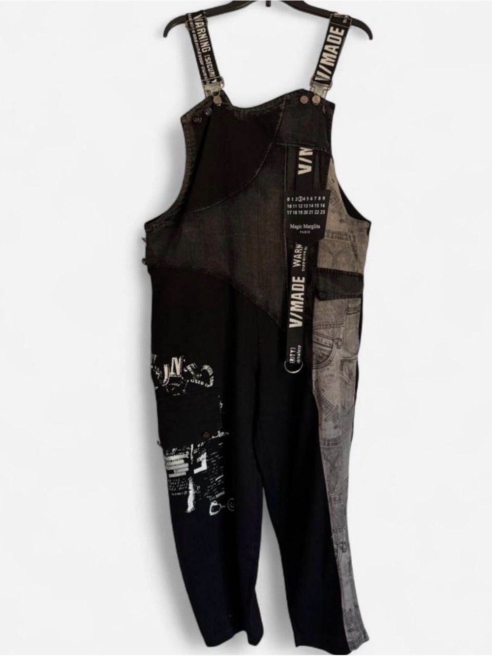 Black & Gray Patchwork Oversized Overalls